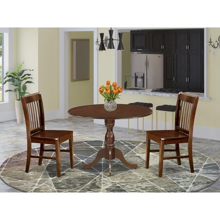 East West Furniture 3 Piece Dublin Kitchen Dining Table Set - Mahogany DMNF3-MAH-W